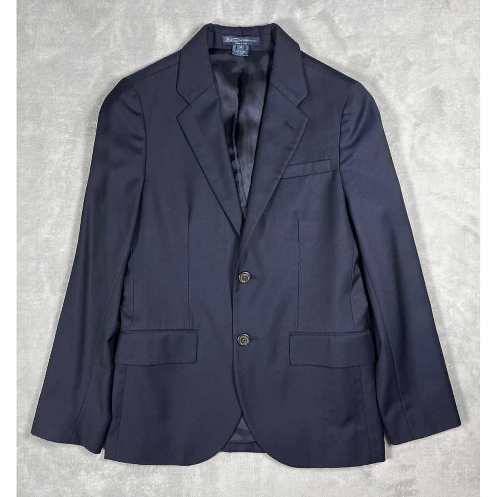 Polo Ralph Lauren Blazer Women 14 Navy Wool Tailored Made In Italy Jacket